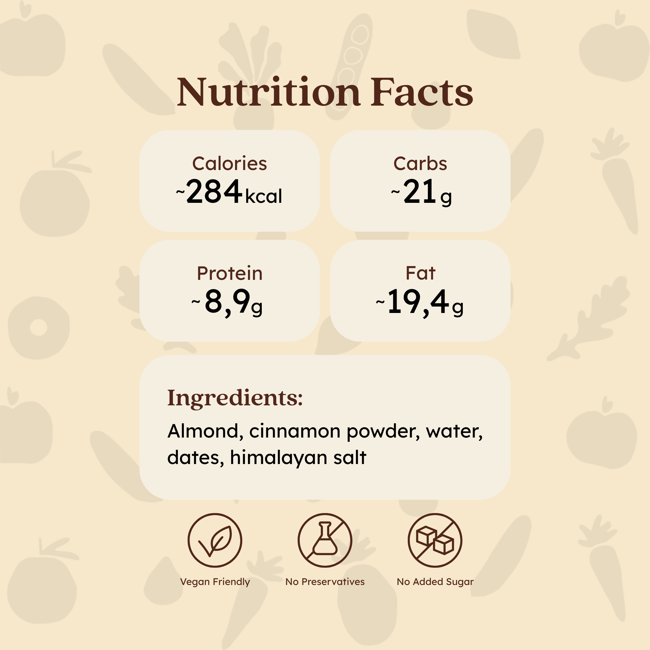 Almond Cinnamon nutritional photo