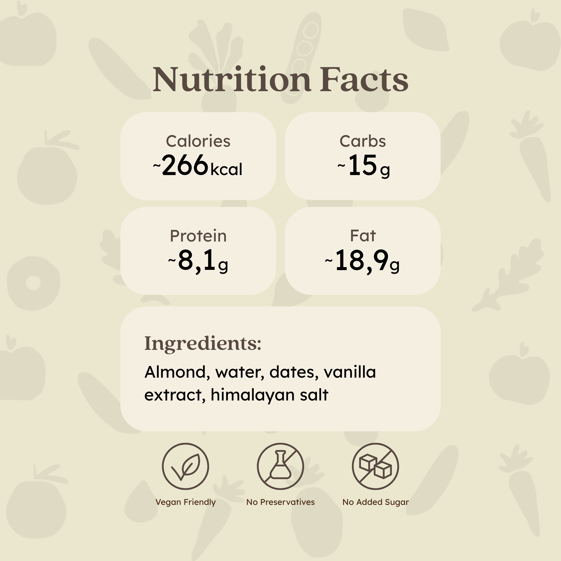 Almond Milk nutritional photo